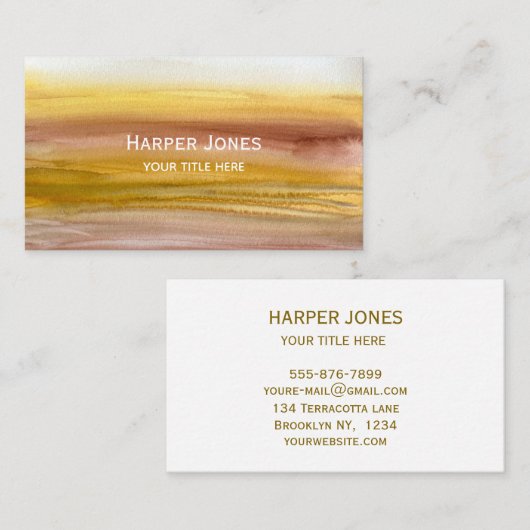 Elegante Terracotta Waterverf Herfst Boho Visitekaartje (Voorkant / Achterkant)