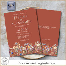 Elegante Terracotta Waterverf Wildflowers Wedding