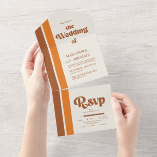 Elegante Terracotta Whimsical Huwelijk All In One Uitnodiging