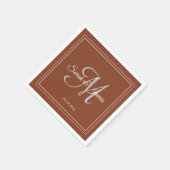 Elegante Terracotta & White Monogram Trouwpapier Servet (Hoek)