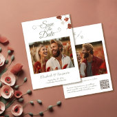 Elegante terracotta wilde bloemen foto bruiloft save the date