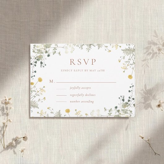 Elegante Terracotta Wildflower bruiloft RSVP Kaartje