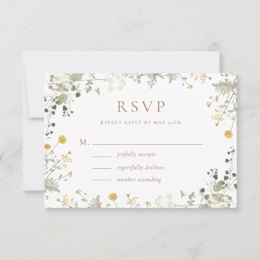 Elegante Terracotta Wildflower bruiloft RSVP Kaartje (Voorkant)