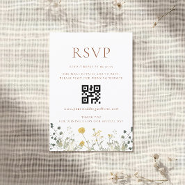 Elegante Terracotta Wildflower Wedding QR code RSV RSVP Kaartje