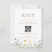 Elegante Terracotta Wildflower Wedding QR code RSV RSVP Kaartje (Voorkant)