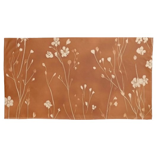 Elegante Terracotta Wildflowers Kussensloop (Voorkant-Links)