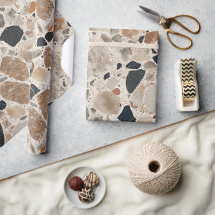 Elegante Terrazzo Textured Wrapping Paper Roll Cadeaupapier