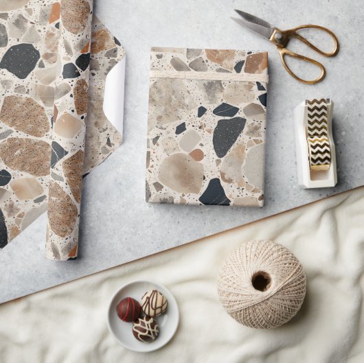 Elegante Terrazzo Textured Wrapping Paper Roll Cadeaupapier (Crafts)