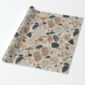 Elegante Terrazzo Textured Wrapping Paper Roll Cadeaupapier (Uitgerold)