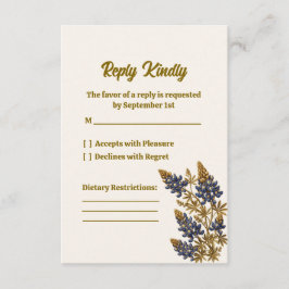 Elegante Texas Bluebonnet Bloem Bruiloft RSVP Kaar Kaartje