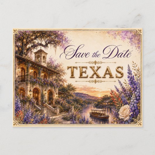 Elegante Texas Save the Date Trouw Uitnodiging (Voorkant)