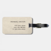 Elegante textuur Beige Bold Black Monogram Bagagelabel (Achterkant horizontaal)