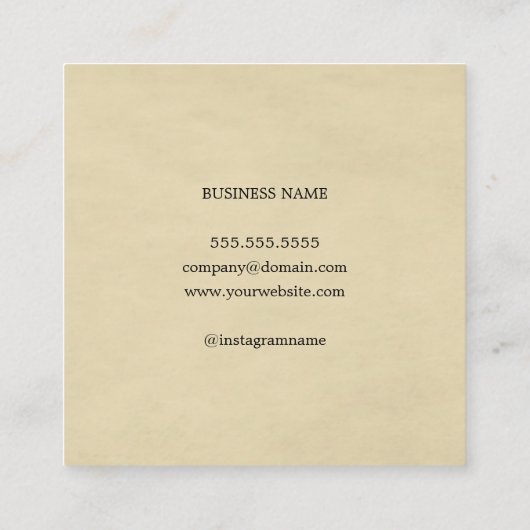 Elegante textuur Beige Monogram Interieurontwerper Vierkante Visitekaartje (Achterkant)