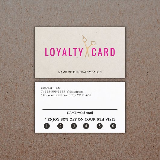 Elegante textuur Beige Pink Faux Gold Schaar vet Klantenkaartje