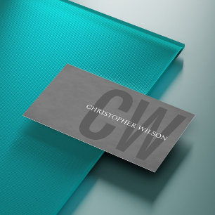 Elegante textuur grijs vet monogram consultant visitekaartje