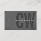 Elegante textuur grijs vet monogram consultant visitekaartje (Voorkant)