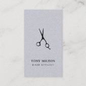 Elegante textuur Grijs Zwart Schaar Haarstylist Visitekaartje (Voorkant)