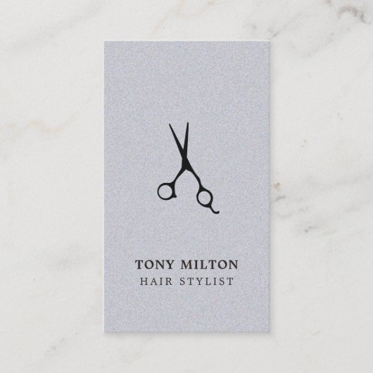 Elegante textuur Grijs Zwart Schaar Haarstylist Visitekaartje (Voorkant)