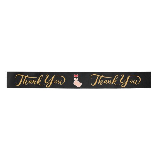 Elegante "Thank You" Satin Ribbon Roll - Zwart & G Satijnen Lint (Voorkant)