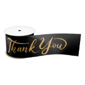 Elegante "Thank You" Satin Ribbon Roll - Zwart & G Satijnen Lint (Spoel)