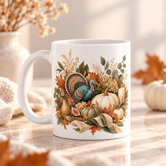 Elegante Thanksgiving Botanische Mok – Oogst in de
