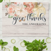 Elegante Thanksgiving chique bloemige pompoen naam Theedoek (Gevouwen)