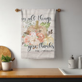 Elegante Thanksgiving chique bloemige pompoen naam Theedoek