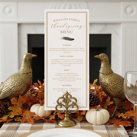 Elegante Thanksgiving-diner Fall Fazantveer Menu