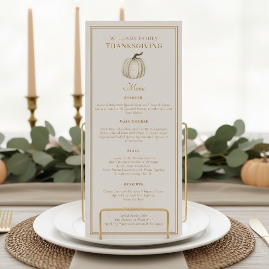 Elegante Thanksgiving-diner herfst witte pompoen  Menu