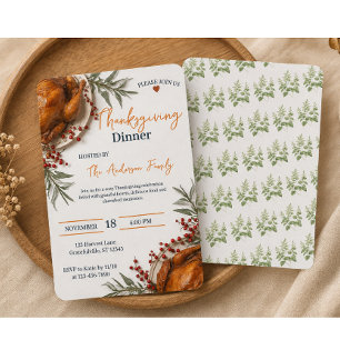 Elegante Thanksgiving-diner herfstbladeren Kaart