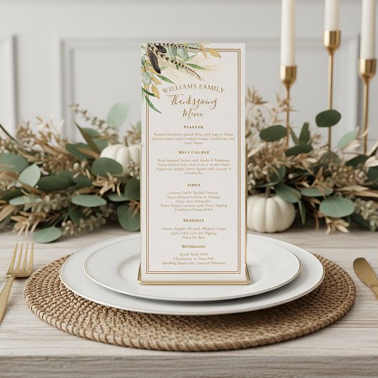 Elegante Thanksgiving-diner herfstveer  Menu