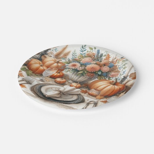 Elegante Thanksgiving diner papieren bord (Gekanteld)