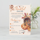 Elegante Thanksgiving-diner Pompoen Herfstbladeren Kaart (Staand voorkant)
