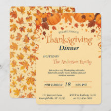 Elegante Thanksgiving-diner Pompoen Herfstbladeren
