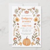Elegante Thanksgiving Diner Pompoen Herfstbladeren Kaart (Voorkant)