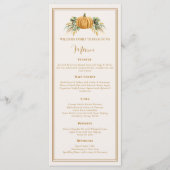 Elegante Thanksgiving Dinner Herfst Pompoen Menu (Voorkant)
