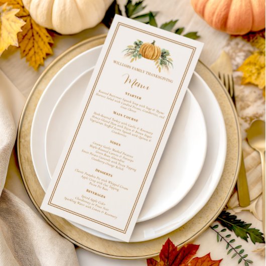 Elegante Thanksgiving Dinner Herfst Pompoen Menu
