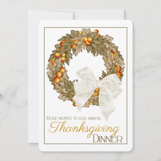 Elegante Thanksgiving Dinner Party Invitation 11 Kaart (Voorkant)