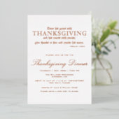 Elegante Thanksgiving Dinner Party Psalm 100:4 Folie Uitnodiging (Staand Voorkant)