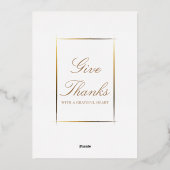 Elegante Thanksgiving Dinner Party Psalm 100:4 Folie Uitnodiging (Achterkant)