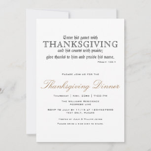Elegante Thanksgiving Dinner Party Psalm 100:4 Kaart
