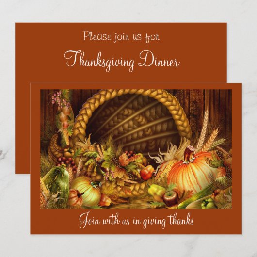 Elegante Thanksgiving Dinner Party Uitnodigingen (Voorkant / Achterkant)