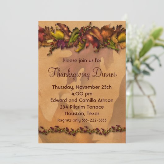 Elegante Thanksgiving Dinner Party Uitnodigingen (Staand voorkant)