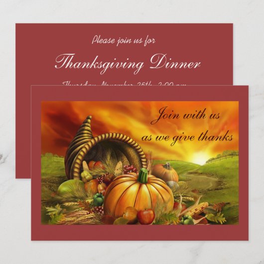 Elegante Thanksgiving Dinner Party Uitnodigingen (Voorkant / Achterkant)