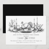 Elegante Thanksgiving-dinneruitnodiging Kaart (Voorkant / Achterkant)