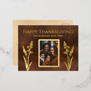 Elegante Thanksgiving familie foto herfst botanisc Folie Feestdagen Briefkaart