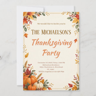Elegante Thanksgiving-feest uitnodiging