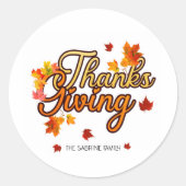 Elegante Thanksgiving gebladerte herfst herfst Ronde Sticker (Voorkant)