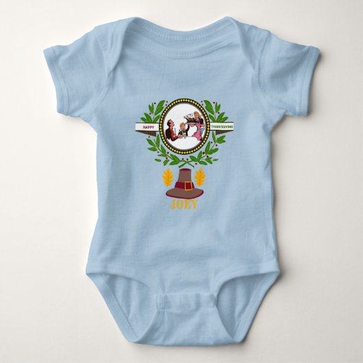 elegante  Thanksgiving gepersonaliseerde naam Romper (Voorkant)