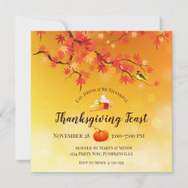 Elegante Thanksgiving herfstboom, taart, cider Kaart